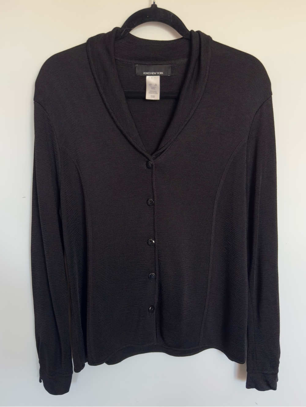 Jones New York Black Button-Front Shawl-Collar Cardigan